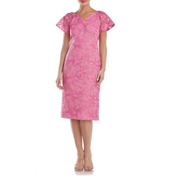 🧺JS Collections Natasha Flutter Sleeve Pink Lace Dress, size 6 - Picture 2 of 5